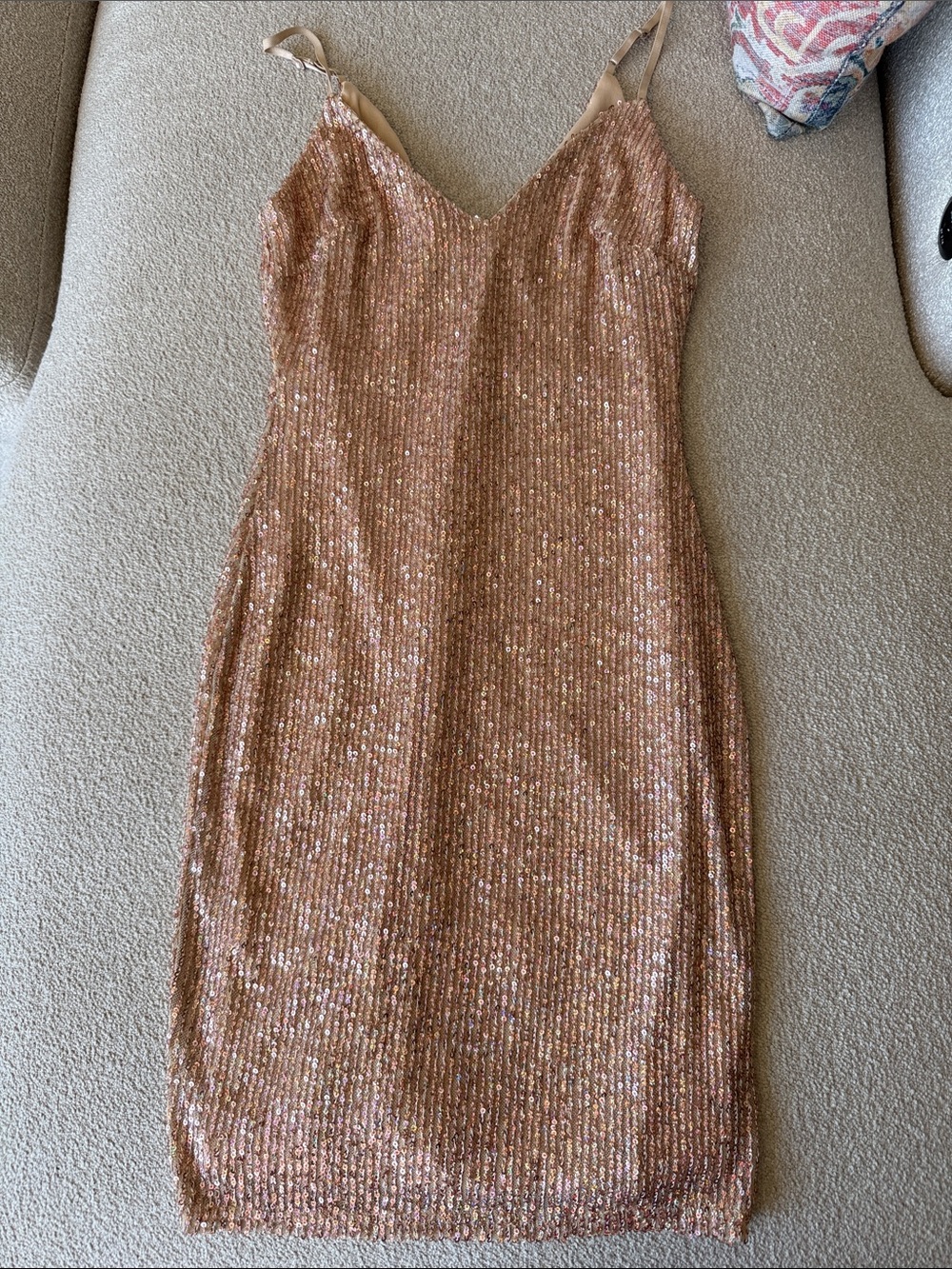 Windsor Rose Gold Sequin Slip Mini Dress